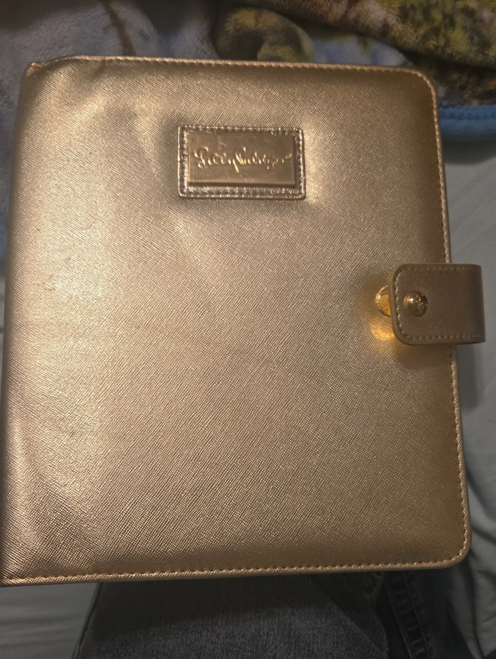 Lilly Pulitzer Metallic Gold Tablet Folio Case with Snap Closure